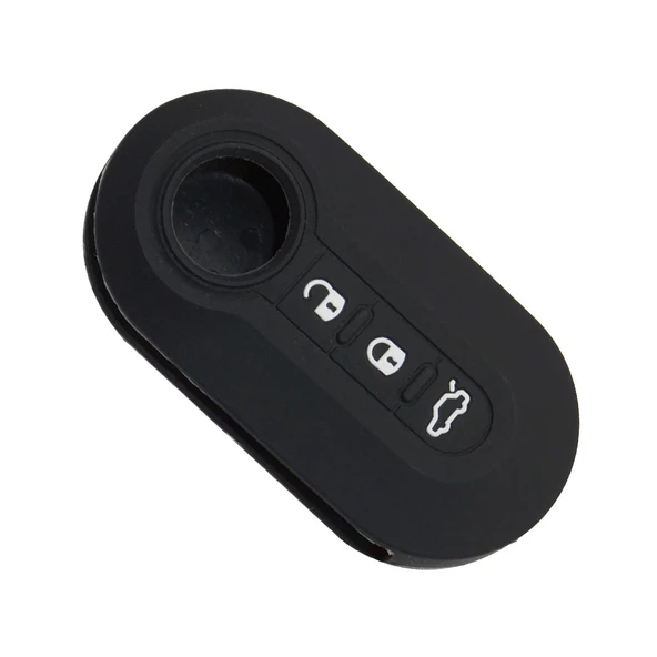 Fiat Doblo Ducato Punto Fiorino 3 Butonlu Anahtar Uyumlu Silikon Oto Anahtar Kumanda Kabı Kılıf Siyah - 2
