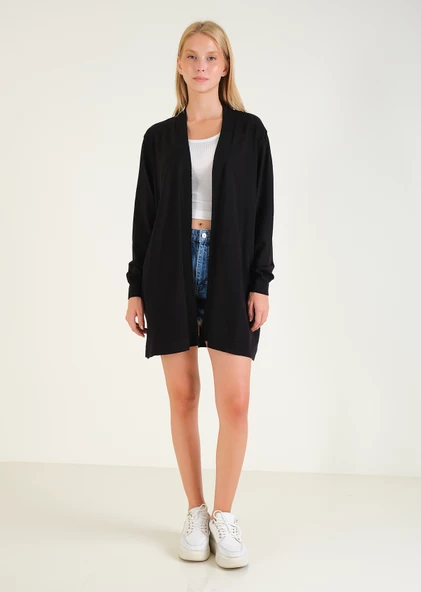 Kadın Oversize Hırka Siyah - 5