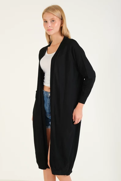 Kadın Kol Ve Etek Ucu Desenli Uzun Hırka - 2