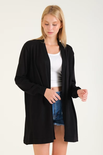 Kadın Oversize Hırka Siyah - 2