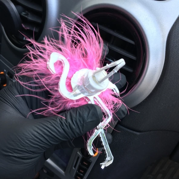 Flamingo Gümüş Pleksi Taşlı Havalandırma Klips Oto Kokusu Pembe - 3