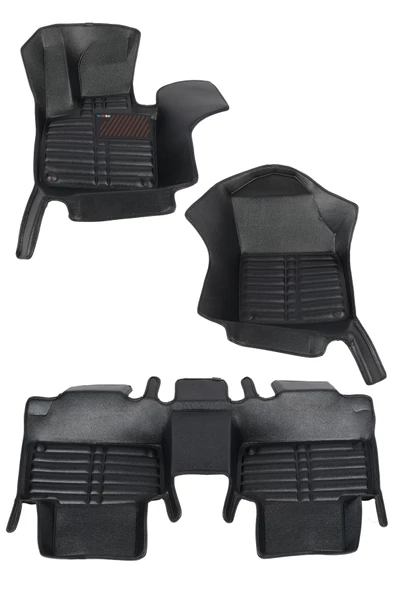 Volvo XC90 2016-Günümüz Siyah Havuzlu Dikişsiz (press) Deri Paspas - 7