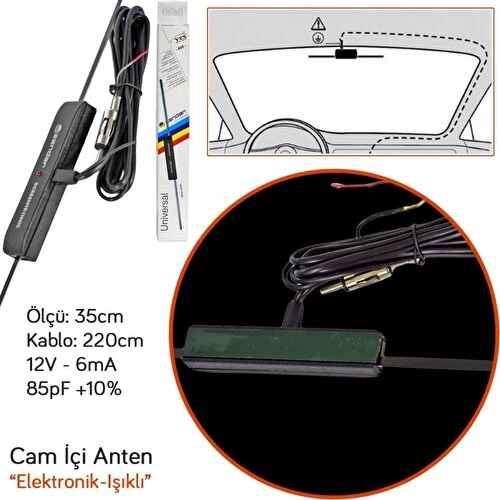 Zendar Y-400 Elektronik Cam İçi Anten Işıklı BR0035001 - 2