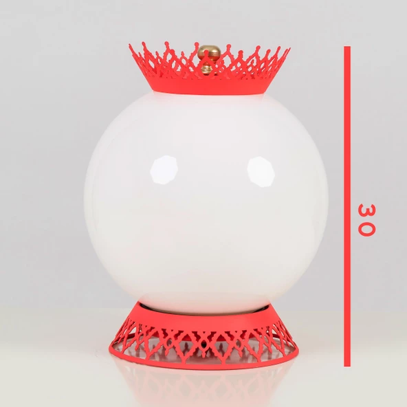 Taçlı Küre Abajur Pembe - 2