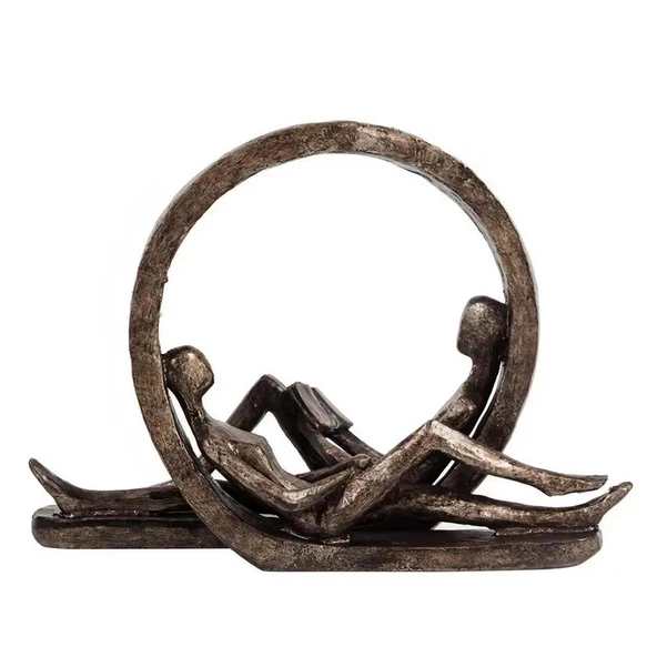 Polyester Biblo Kitap Okuyan Sevgili Çift Eskitme - 3