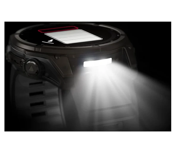 Garmin Fenix 8 – 51 mm Solar Sapphire Karbon gri DLC titanyum ve Siyah/çakıl grisi silikon kayış - 6