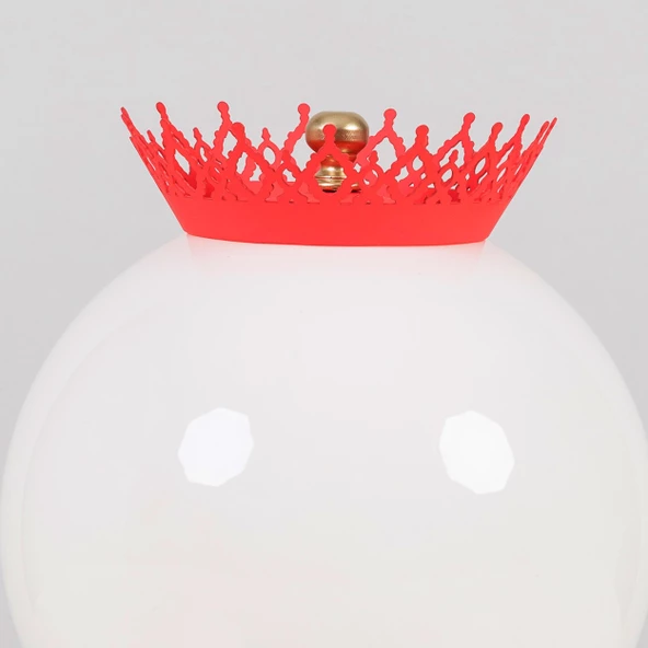 Taçlı Küre Abajur Pembe - 3