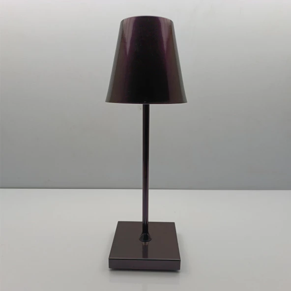 Konik Şapka Masa Lambası Şarjlı Metal Mor - 2