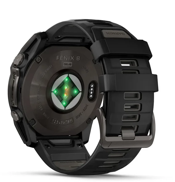 Garmin Fenix 8 – 51 mm Solar Sapphire Karbon gri DLC titanyum ve Siyah/çakıl grisi silikon kayış - 7