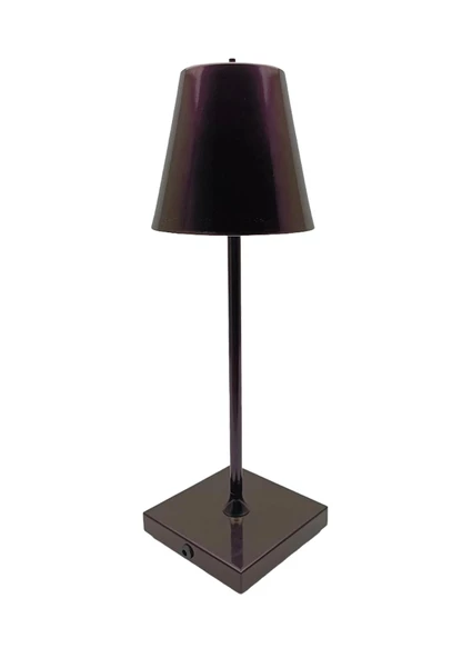 Konik Şapka Masa Lambası Şarjlı Metal Mor