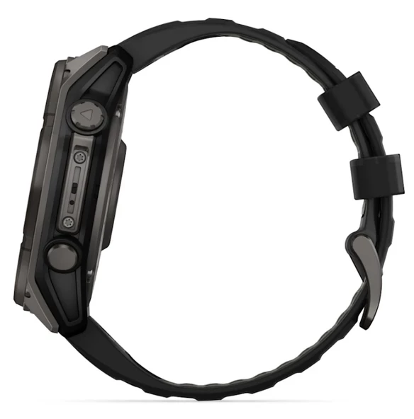 Garmin Fenix 8 – 51 mm Solar Sapphire Karbon gri DLC titanyum ve Siyah/çakıl grisi silikon kayış - 8