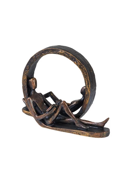 Polyester Biblo Kitap Okuyan Sevgili Çift Eskitme - 5