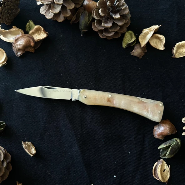 Sürmene El Yapımı Yaban Dağ Koçu Boynuzundan Çelik Çakı SRM2004 ürün görseli