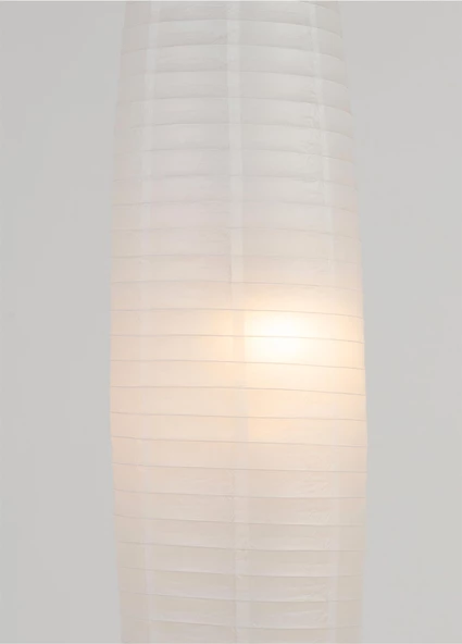 Akordiyon Kağıt Lambader Ahşap Gövde / Krem Renk - 2