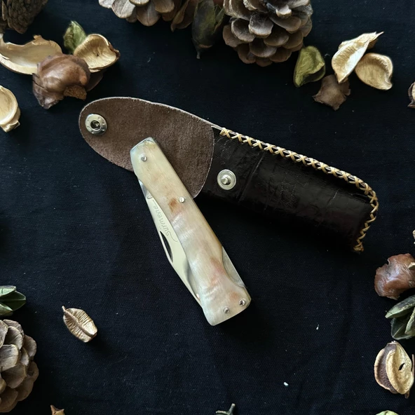 Sürmene El Yapımı Yaban Dağ Koçu Boynuzundan Çelik Çakı SRM2004 - Resim 4