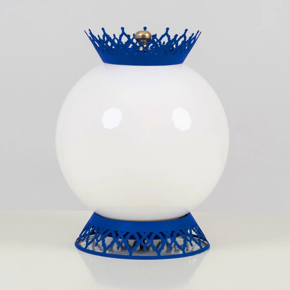 Taçlı Küre Abajur Lacivert