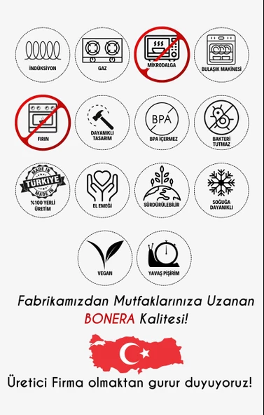 Bonera Omega 24cm Tekli Karnıyarık Paslanmaz Çelik Tencere - 3