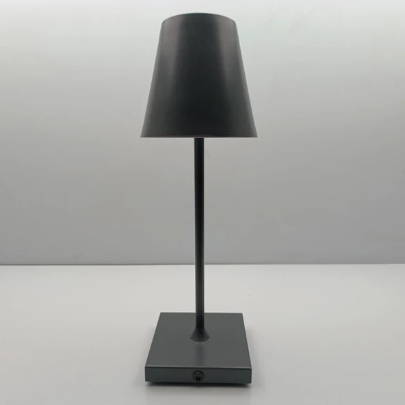 Konik Şapka Metal Şarjlı Masa Lambası Antrasit - 2