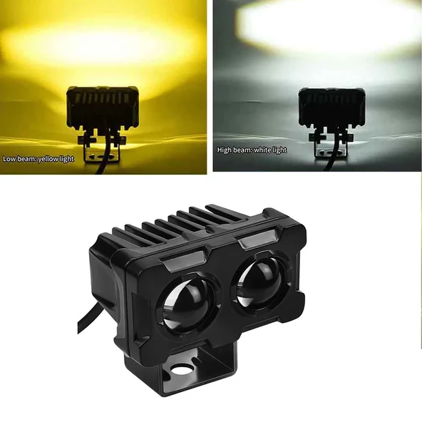 Led Spot Işık ve Sarı Beyaz Projektör Lens Dikdörtgen Baykuş Led Off Road Lamba Motosiklet ve İş Makinesi Projektörü 12V-85V - 6