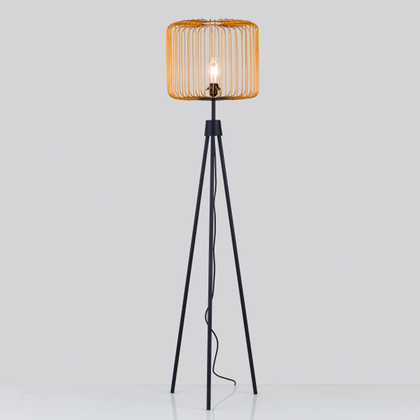 Tripod Ayaklı Kafes Lambader Gold - 2