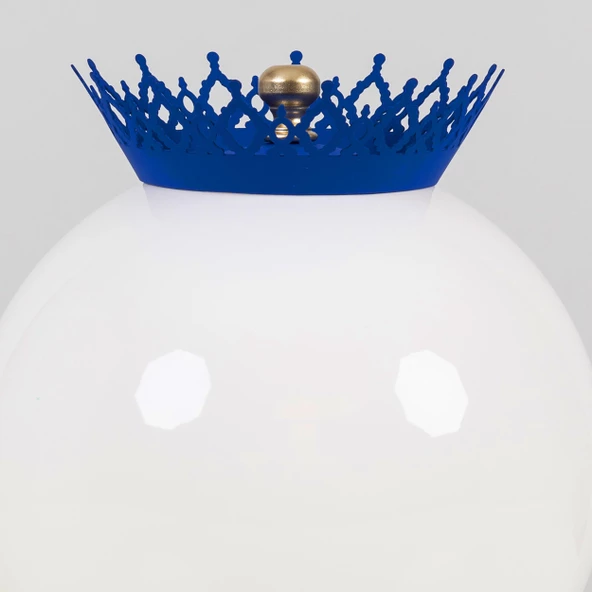 Taçlı Küre Abajur Lacivert - 3