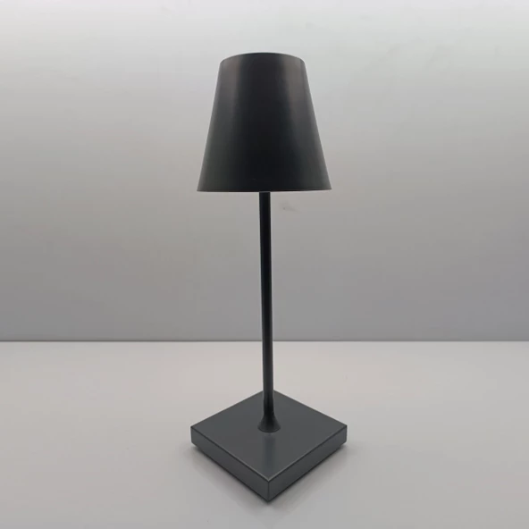Konik Şapka Metal Şarjlı Masa Lambası Antrasit - 5