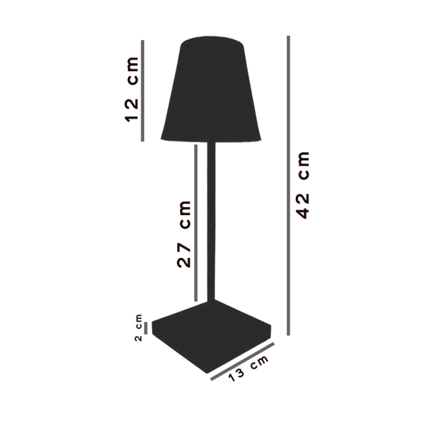 Konik Şapka Masa Lambası Metal Gold Gövde Şarjlı - 4
