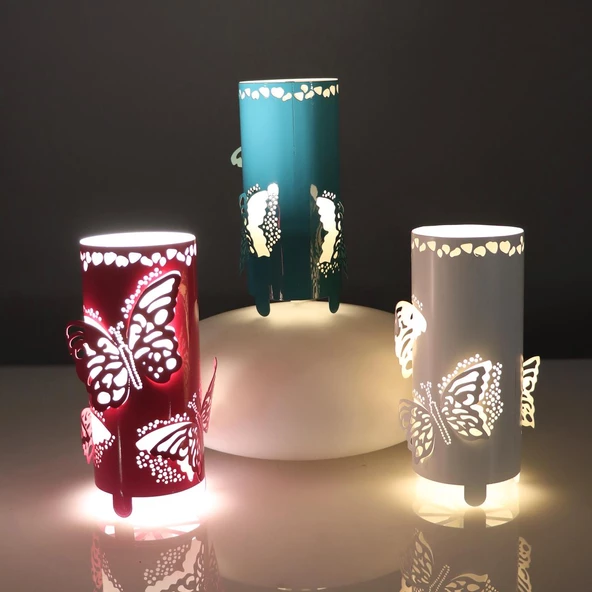 Kelebek Masa Lambası Pembe - 4