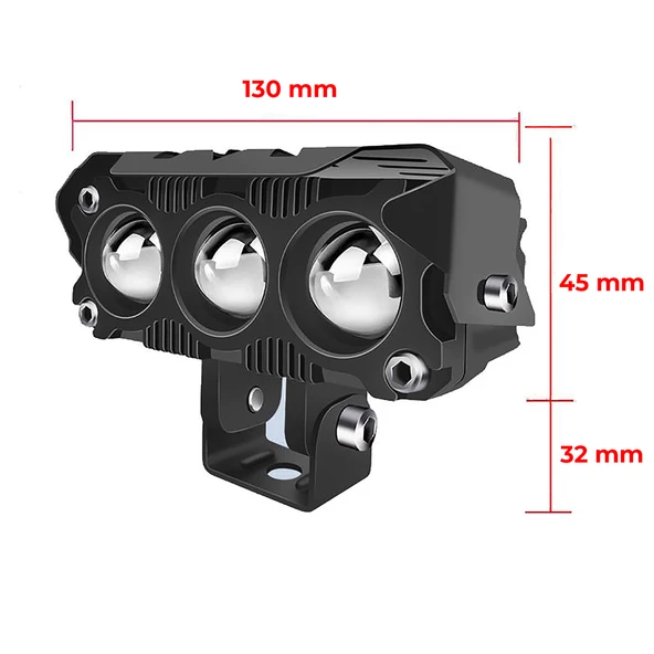 Led Spot Işık ve Sarı Beyaz Projektör Lens 3 Gözlü Dikdörtgen Baykuş Led Off Road Lamba Motosiklet ve İş Makinesi Projektörü 12V-85V - 9