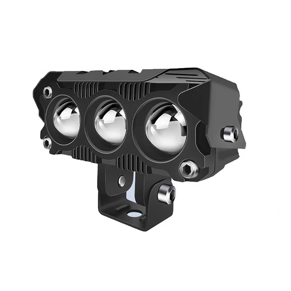 Led Spot Işık ve Sarı Beyaz Projektör Lens 3 Gözlü Dikdörtgen Baykuş Led Off Road Lamba Motosiklet ve İş Makinesi Projektörü 12V-85V - 2