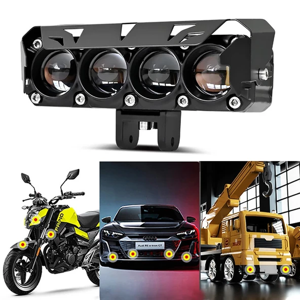 Led Spot Işık ve Sarı Beyaz Projektör Lens Dikdörtgen Baykuş Led Off Road Lamba Motosiklet ve İş Makinesi Projektörü 12V-85V - 2