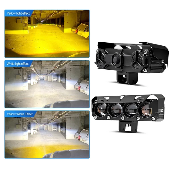 Led Spot Işık ve Sarı Beyaz Projektör Lens Dikdörtgen Baykuş Led Off Road Lamba Motosiklet ve İş Makinesi Projektörü 12V-85V - 3