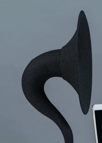 Akustik Gramofon Krem Ahşap Gövde / Siyah Metal Başlık - 2