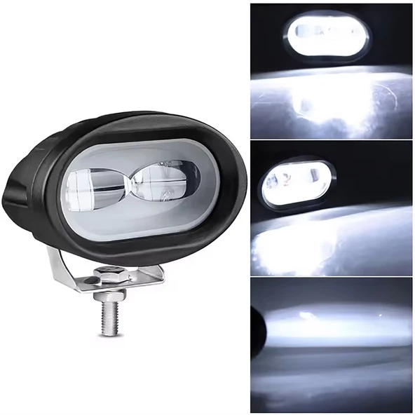 Led Spot Işık ve Beyaz Projektör Lens Oval Çift Gözlü Led Off Road Lamba Motosiklet ve İş Makinesi Projektörü 12V-85V - 4