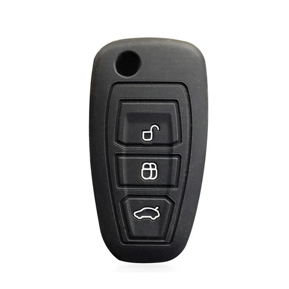 Ford Focus Mondeo Fiesta Kuga Sustalı Anahtar Uyumlu Silikon Oto Anahtar Kumanda Kabı Kılıf Siyah - 2