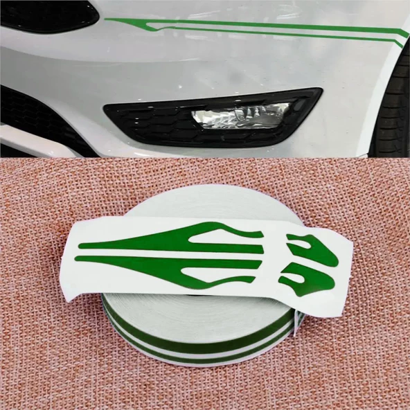 12mm Çift Şerit Yeşil Folyo Yapışkan Bant Araba Gövde Şerit Kaplama - 4