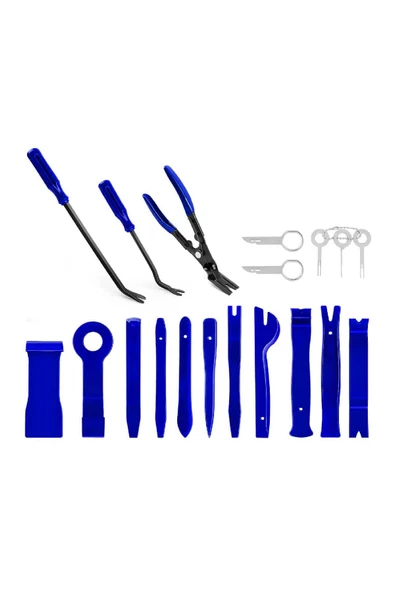 Çantalı Oto Teyp Trim Sökme Aparatı 19 Parça Mavi Radyo Döşeme - 3