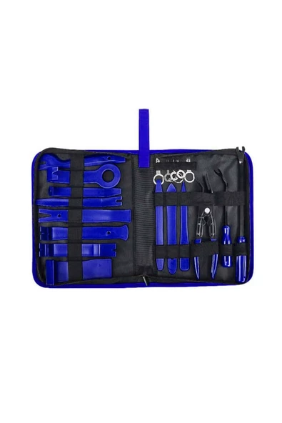 Çantalı Oto Teyp Trim Sökme Aparatı 19 Parça Mavi Radyo Döşeme - 2