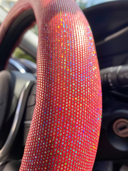 Hologram Noktalı Janjanlı Direksiyon Kılıfı Kırmızı - 5