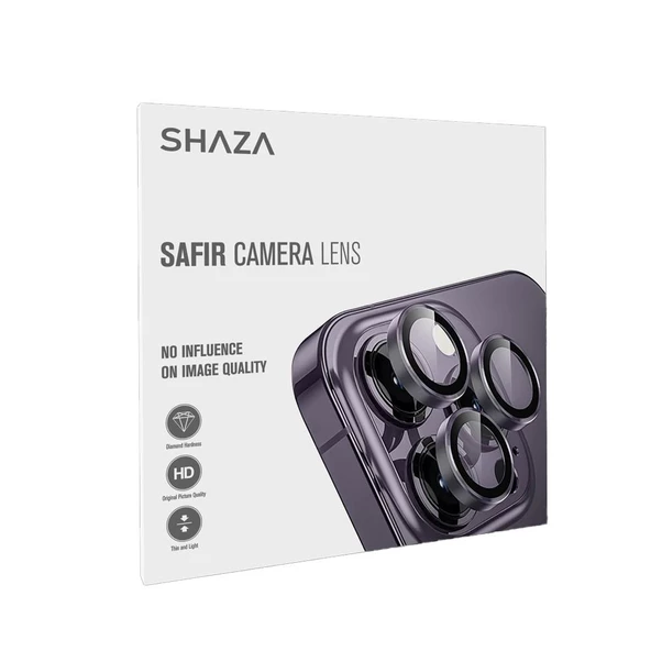 SHAZA Iphone 16 Pro / 16 Pro Max İle Uyumlu Darbeye Dayanıklı Mekanizmalı Safir Kamera Lens Koruyucu Siyah - 2