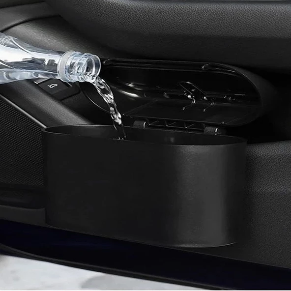 Mega Oto Market Oto Araba Çöp Kutusu Kapaklı Organizer Çöp Kovası Siyah - 9