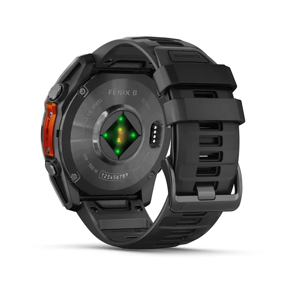 Garmin Fenix 8 – 51mm AMOLED Slate Gri, Siyah Silikon Kayışlı - 8