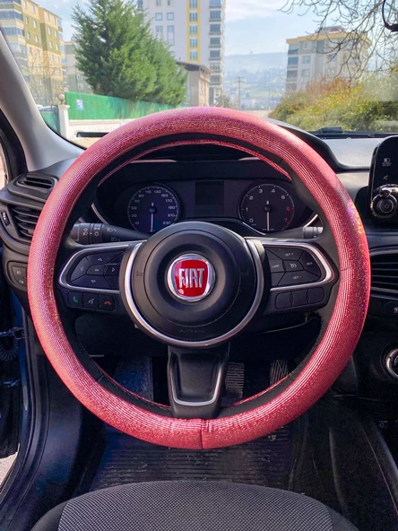 Hologram Noktalı Janjanlı Direksiyon Kılıfı Kırmızı - 2