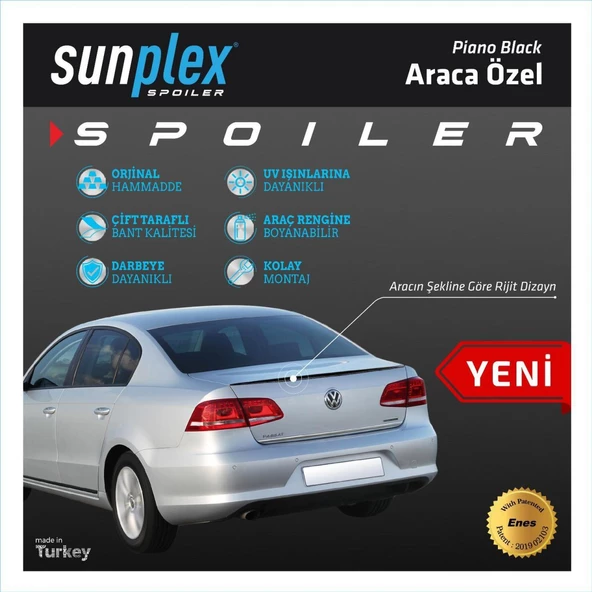 Hyundai Accent Blue 2011-2018 Bagaj Üstü Spoiler Parlak Siyah Spoyler - Resim 3