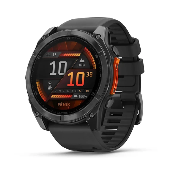 Garmin Fenix 8 – 51mm AMOLED Slate Gri, Siyah Silikon Kayışlı