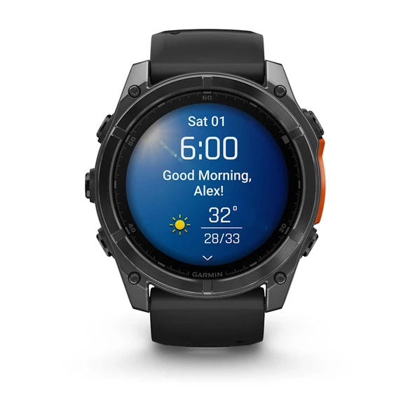 Garmin Fenix 8 – 51mm AMOLED Slate Gri, Siyah Silikon Kayışlı - 2