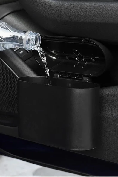 Mega Oto Market Oto Araba Çöp Kutusu Kapaklı Organizer Çöp Kovası Siyah - 3