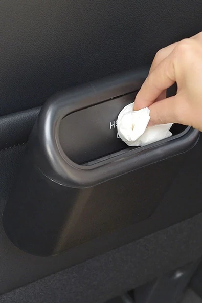 Mega Oto Market Oto Araba Çöp Kutusu Kapaklı Organizer Çöp Kovası Siyah - 4