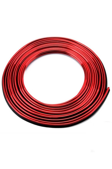 Trim Fitil Kırmızı Yeni Nesil Araç Içi Ip Şerit Balık Sırtı Nikelajlı 5 Metre - 2