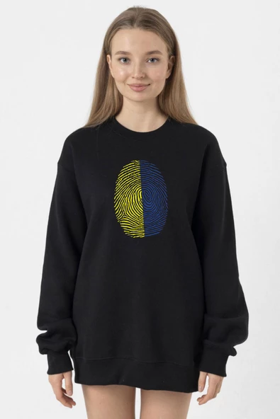 Sarı Lacivert Parmak İzi Siyah Kadın 2ip Sweatshirt - 1